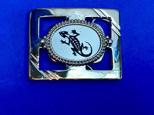 Alligator, Lizard, Reptile Crocodile?  As Centerpiece On See Through Belt Buckle