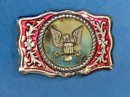 United States of America Eagle Scroll Seal belt buckle  - Artisan makers mark! 
