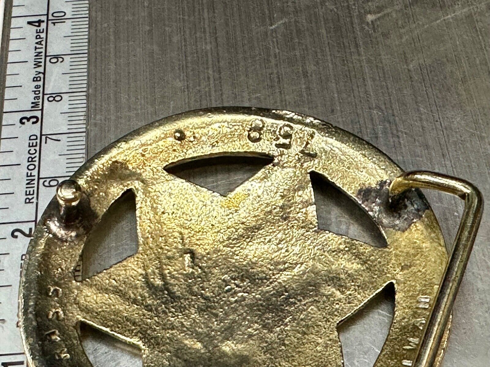 Badge Shaped Cutout Star in circle Vintage Solid Brass Belt Buckle