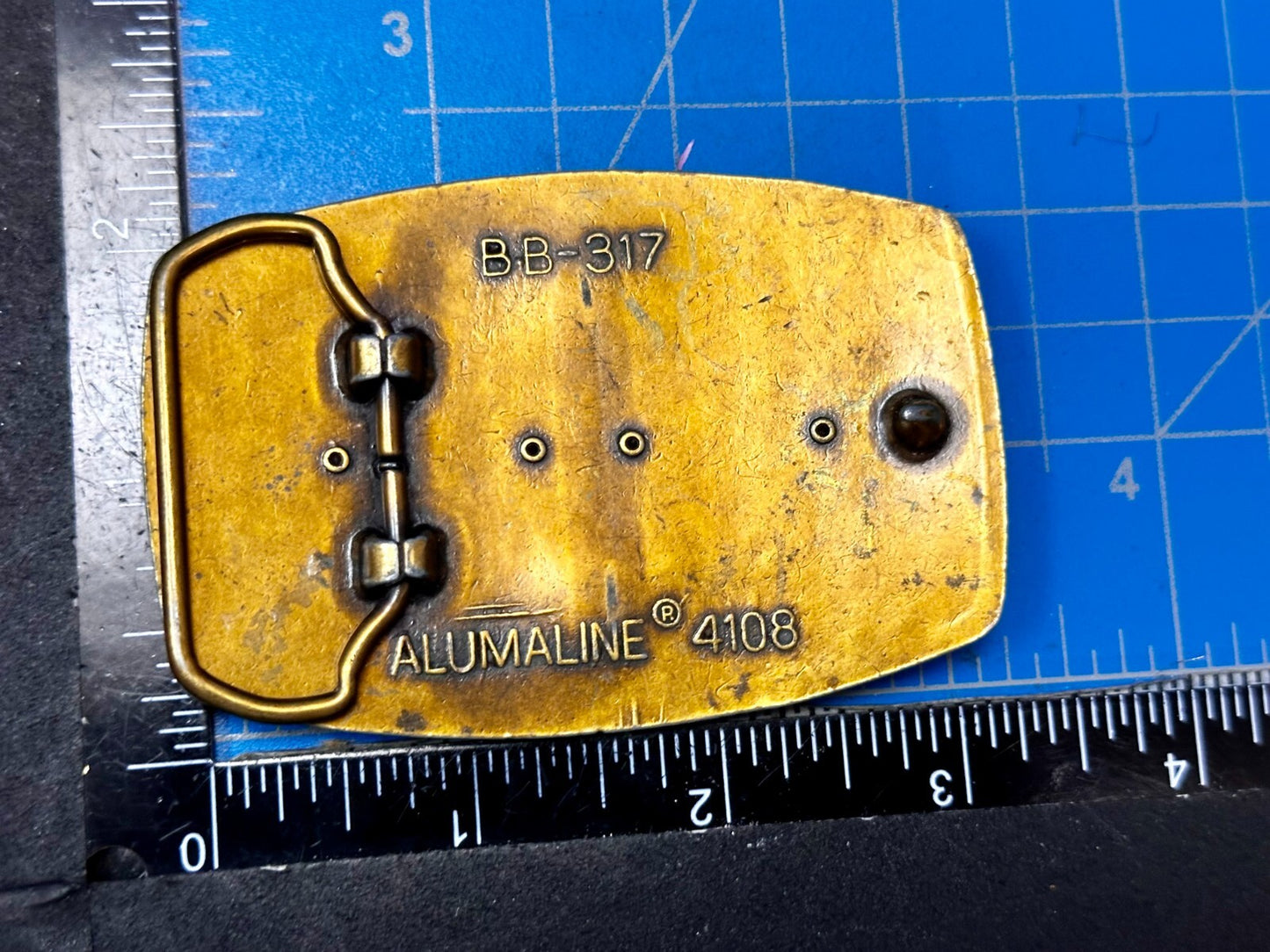 #4108 Train Locomotive Railroad Vtg. Leather on Metal Alumaline Belt Buckle