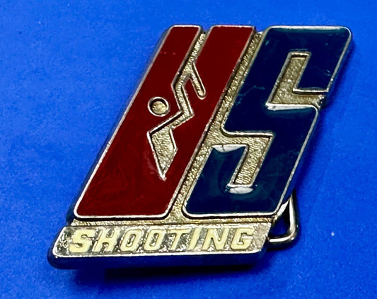 US Shooting Team Red White & Blue Commemorative Gun Rifle Spots Belt Buckle