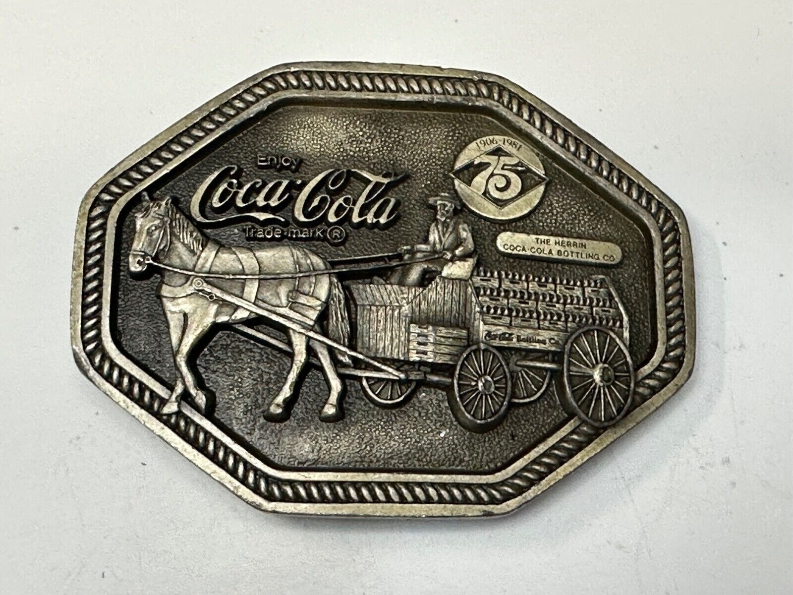 Vintage 1980 Coke a cola Belt Buckle Markatron Inc