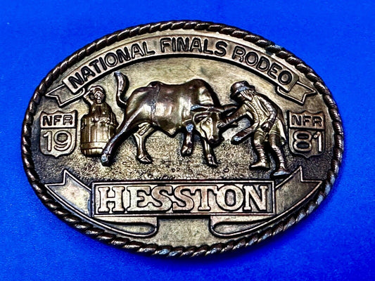 1981 Hesston NFR National Finals Rodeo Cowboys Western Belt Buckle