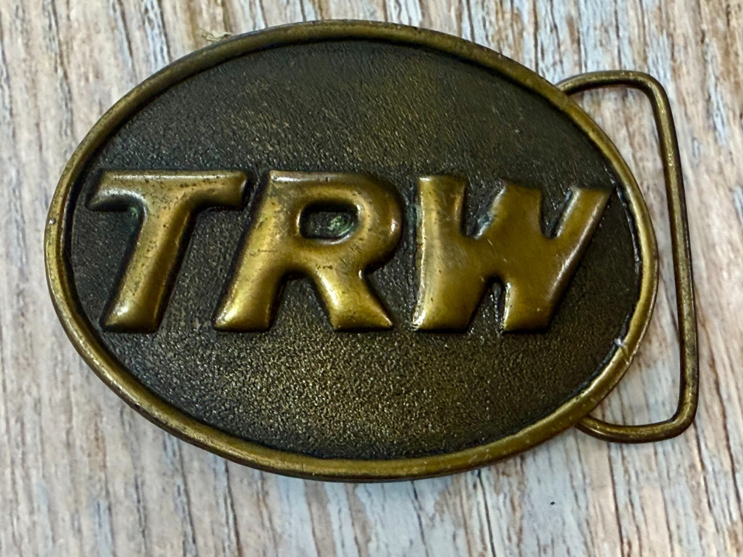 TRW Automotive Parts Advertising Promo Vintage Indiana Metal Craft Belt Buckle