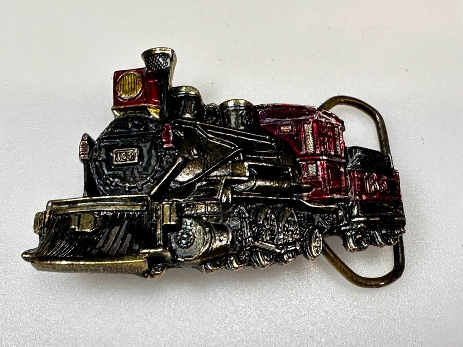 165 Red Locomotive RailRoad Train Vtg. 1981 The Great American Belt Buckle Co