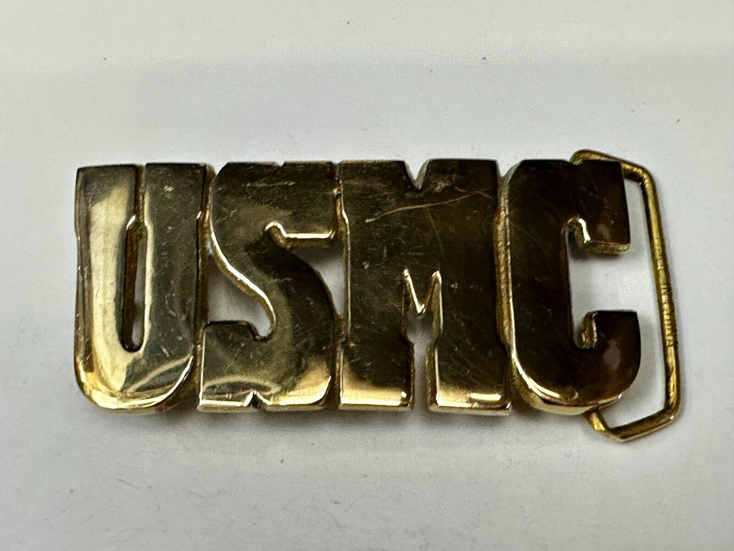 USMC United States Marines Patriotic Block Letter Baron Brass Belt Buckle