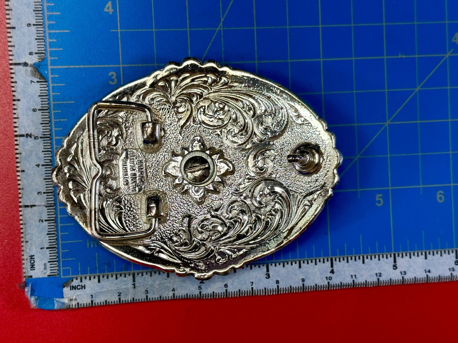 Authentic Silver Plated Pewter Belt Buckle With Cowgirls Girly Pink Rhinestones 