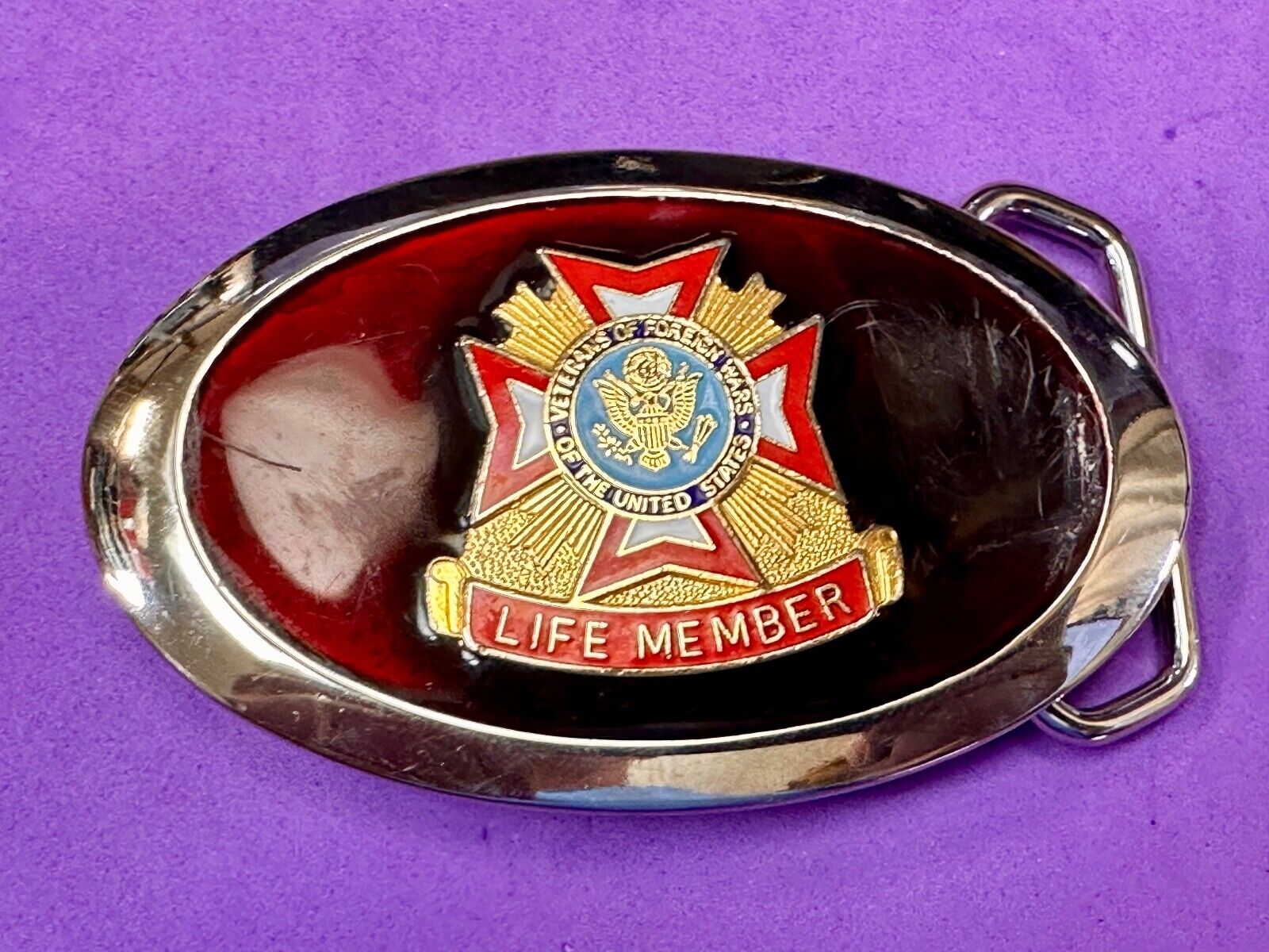 Veterans of Foreign Wars vintage LIFE member belt buckle