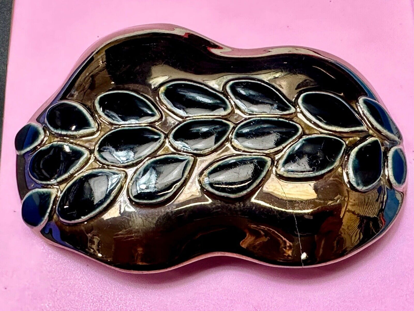 Artisan Belt Slide Buckle gold & black color Abstract pattern signed SKON