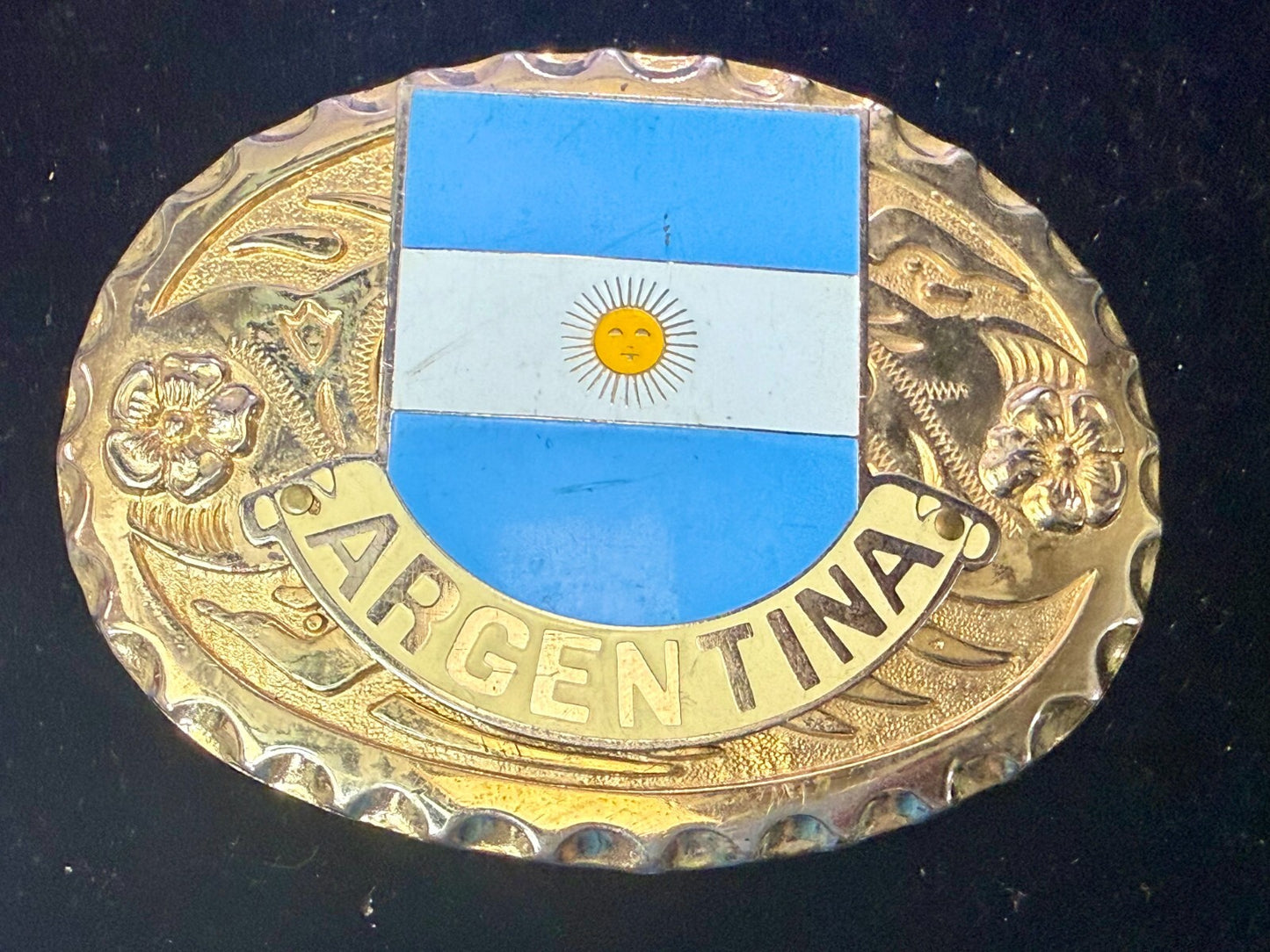 Argentina Argentine Republic Country Flag Patriotic Western Framed Belt Buckle