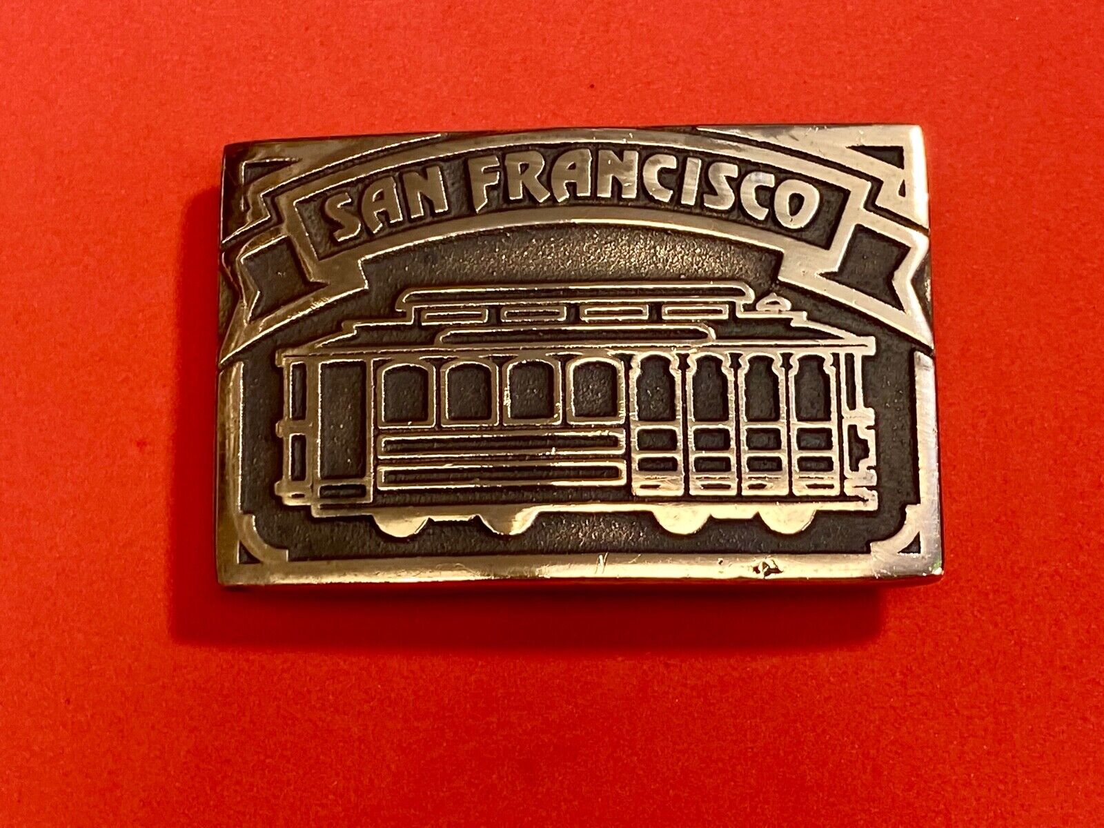 The  San Francisco  Cable Car - Vintage Brass Heavy Belt Buckle Stamped Ub