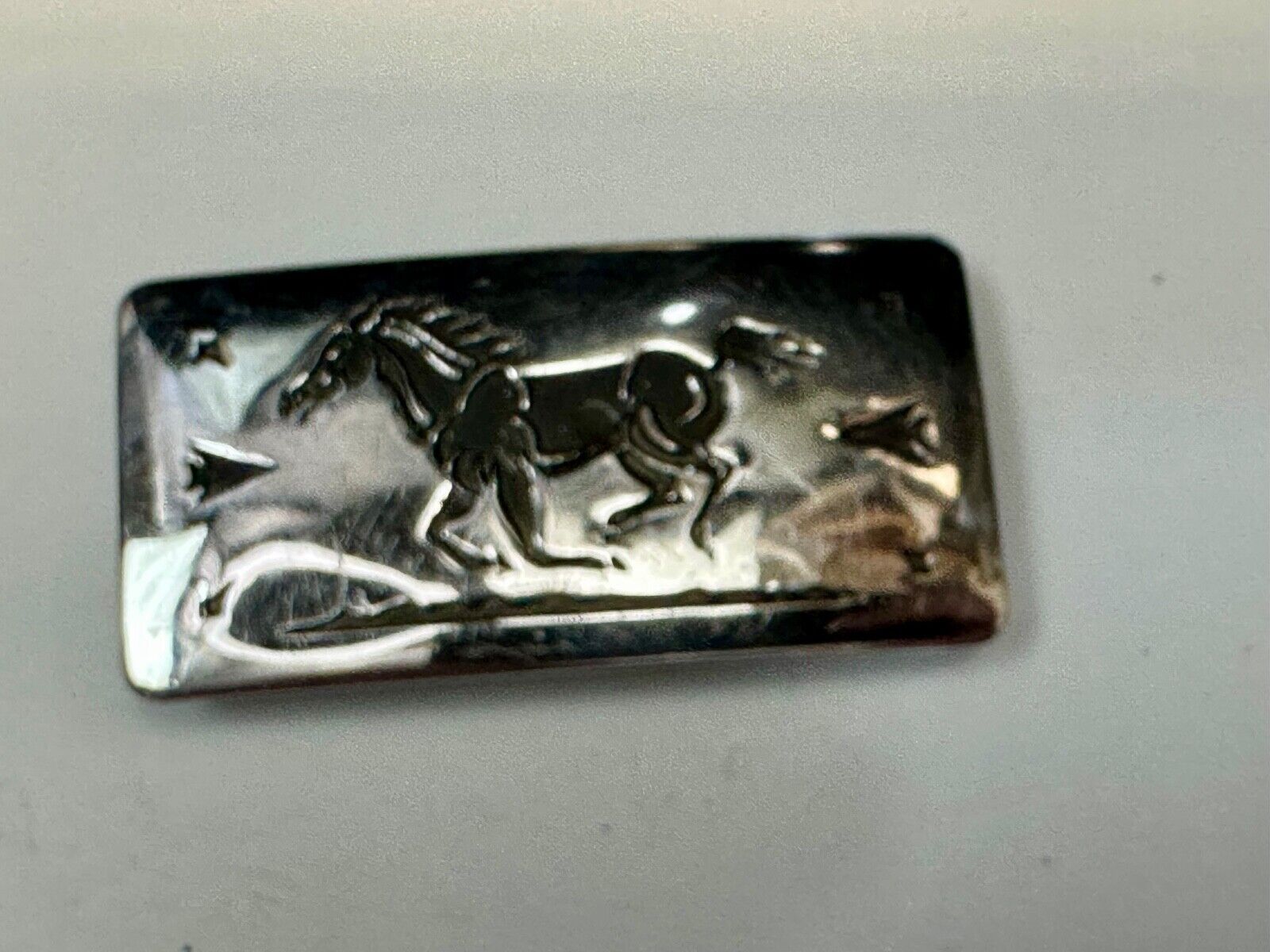 Vintage Chambers Horse Running Mustang W/ Arrows nickel silver Belt Buckle