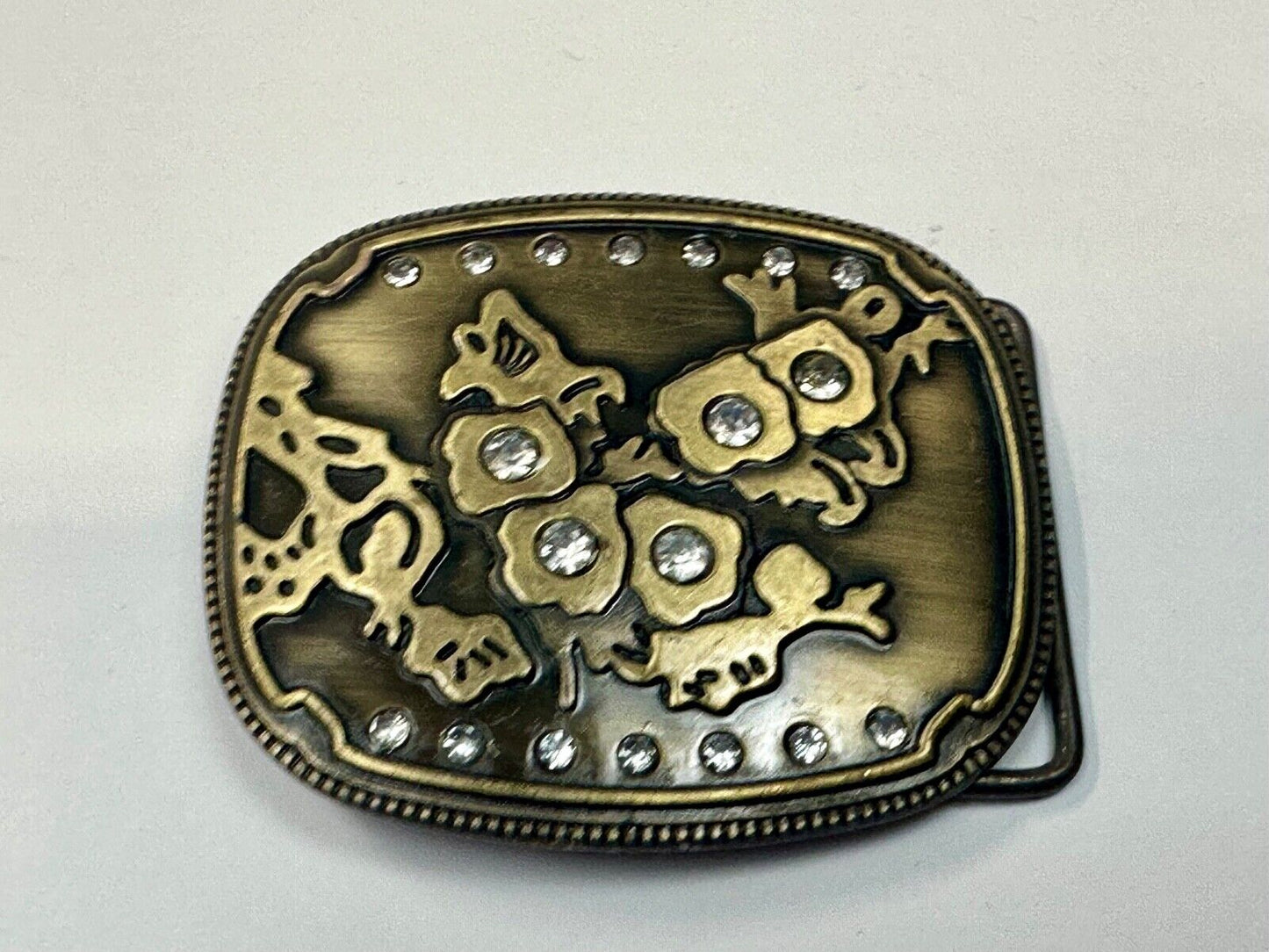 Abstract World MAP globe theme rhinestone accented belt buckle
