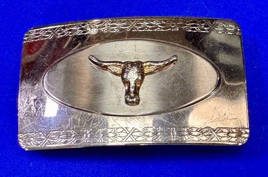 The Longhorn cow steer - cowboys cowgirls western reflective Vintage belt buckle