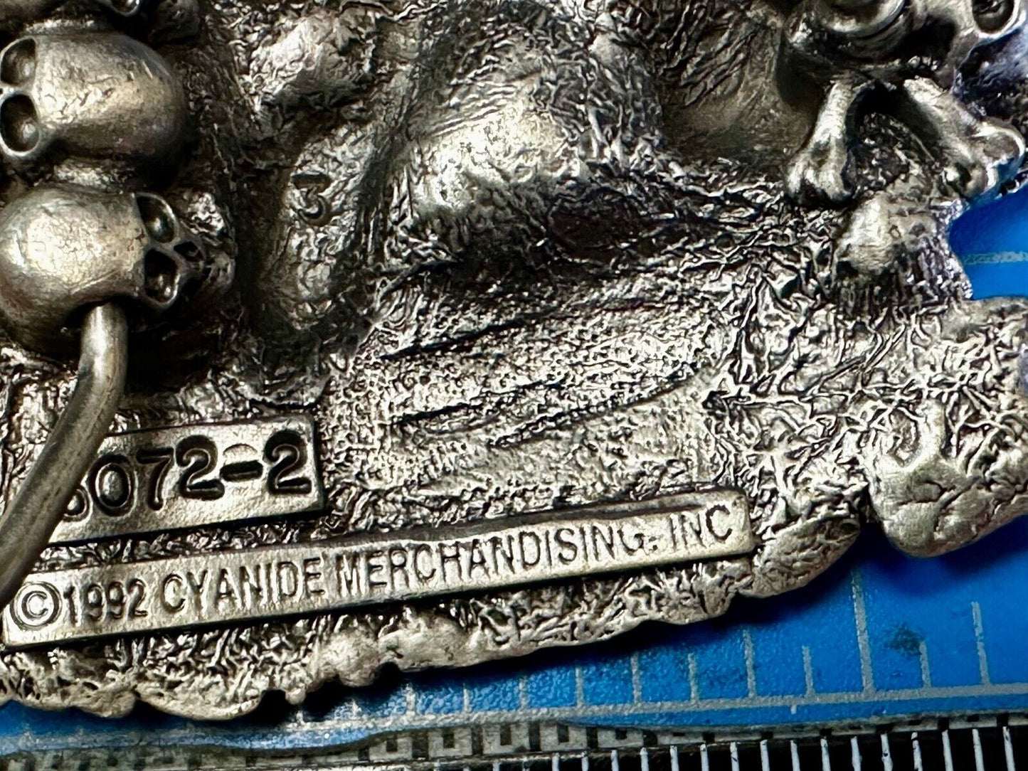 80's Poison Rock Band Skull in Top hat Rose Flesh & Blood Album 1992 Belt Buckle