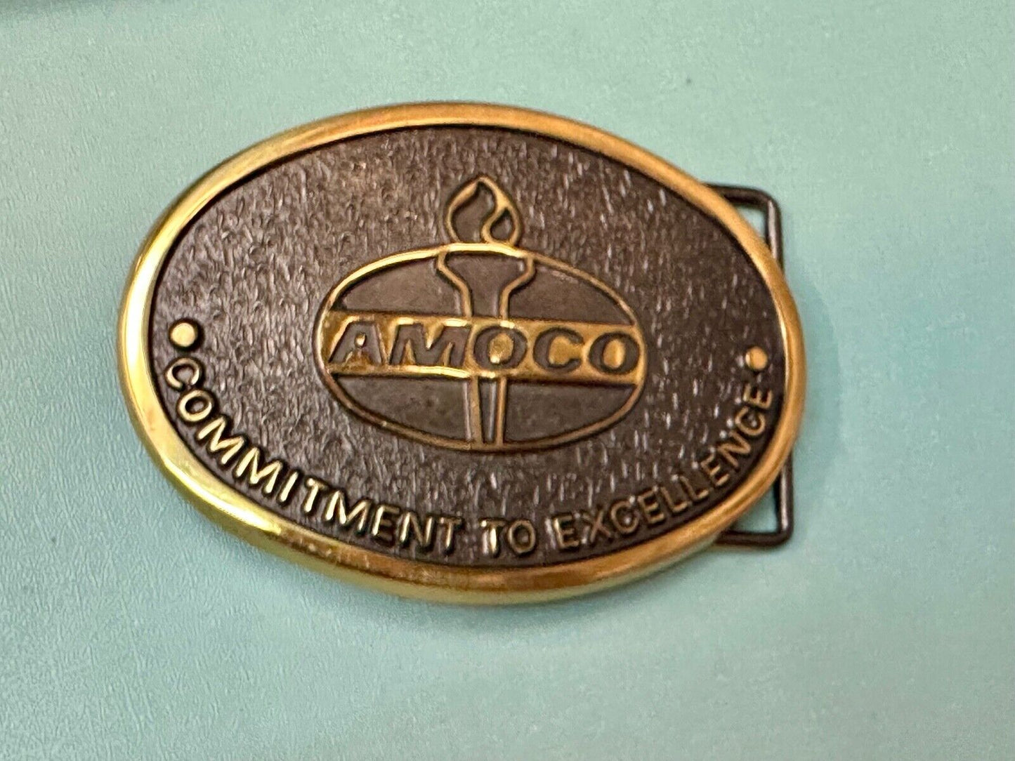 AMOCO Gas Fuel Oil - Committed to Excellence solid brass belt buckle by Jadco