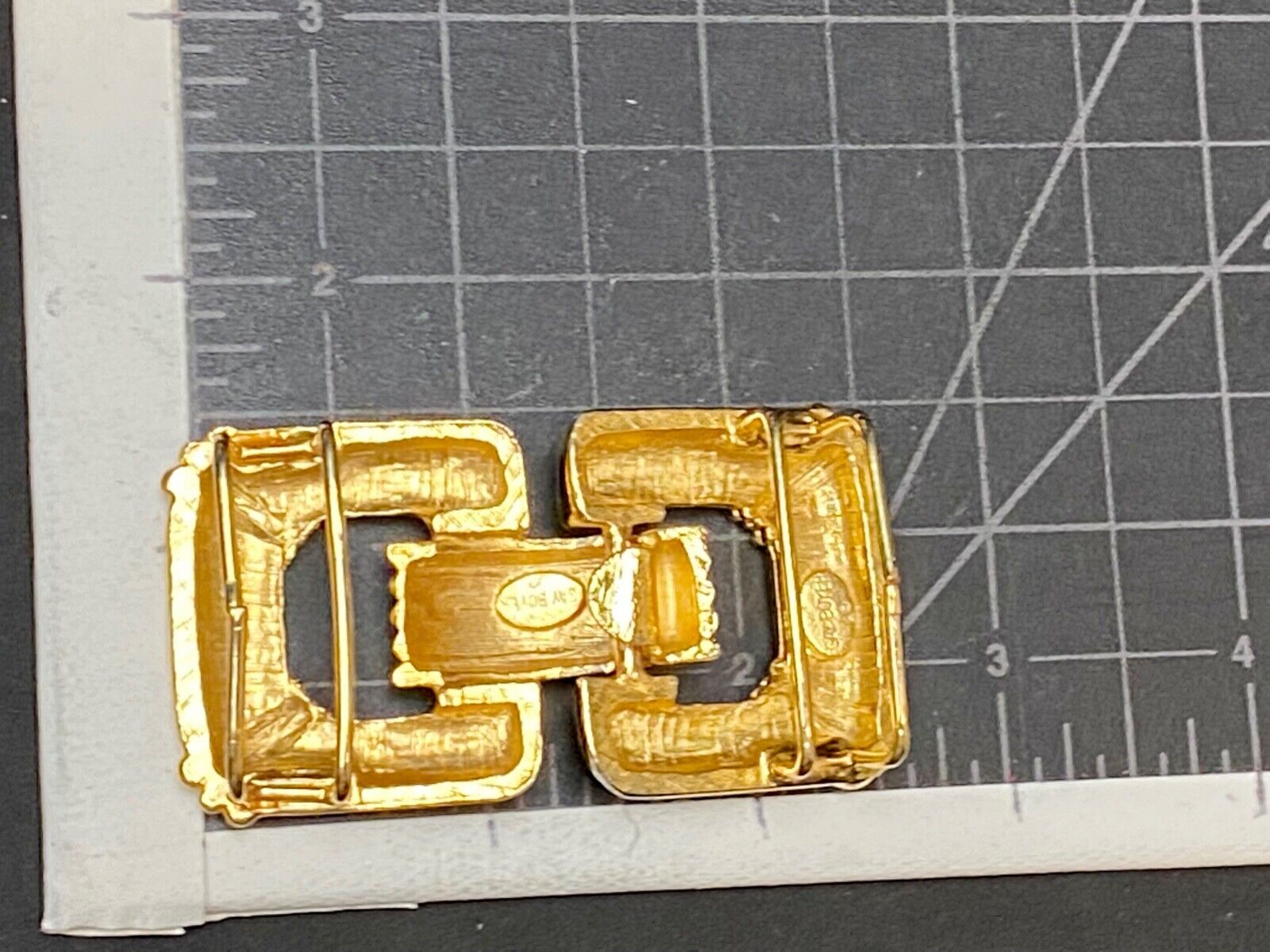 Vintage Gay Boyer Signed Piece Interlocking Rectangular Belt Buckle