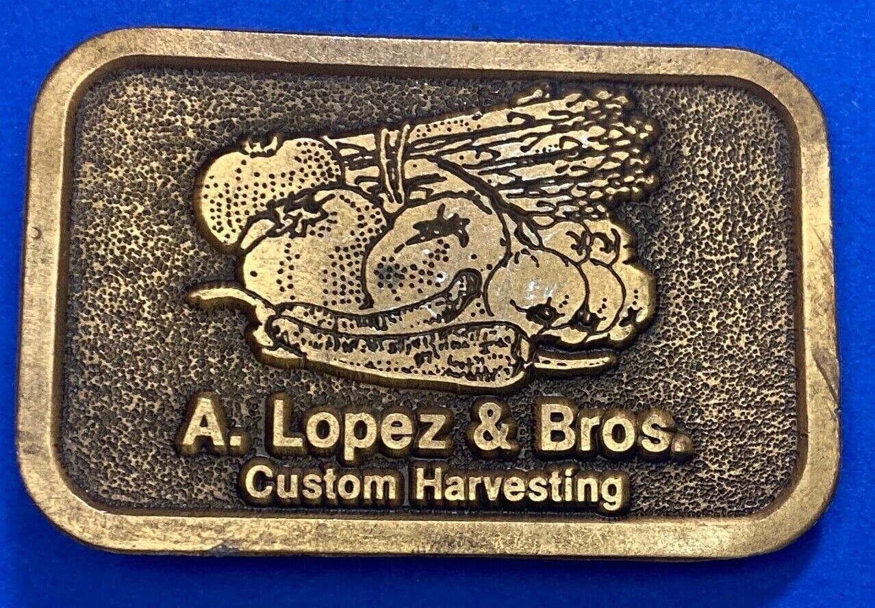 A Lopez And Bros - Custom Harvesting Farming Farm Agriculture Belt Buckle 