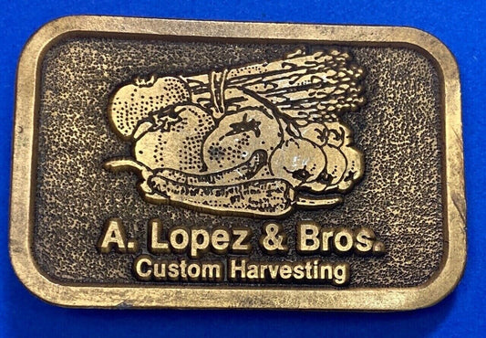 A Lopez And Bros - Custom Harvesting Farming Farm Agriculture Belt Buckle 