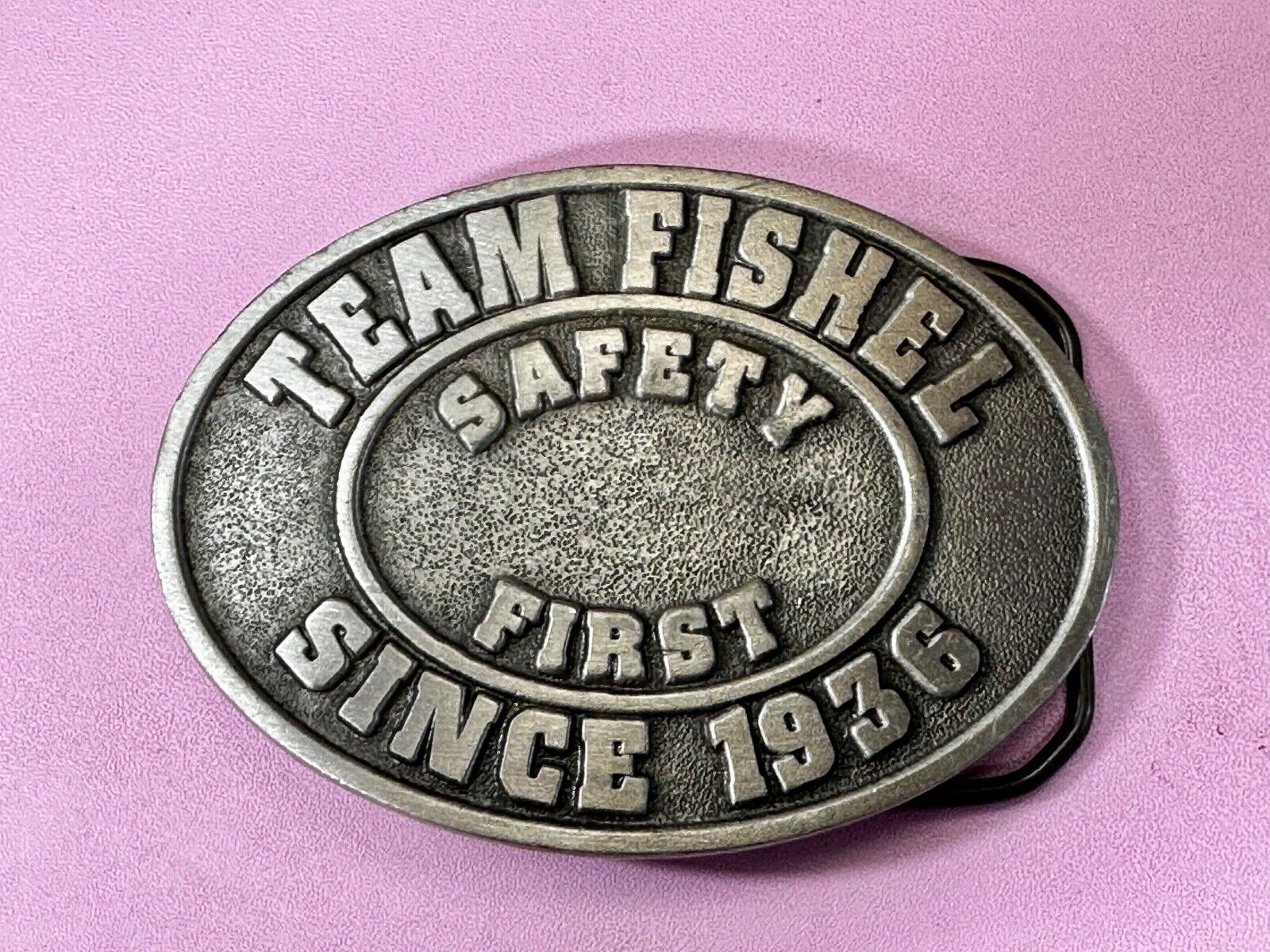 Team Fishel Safety First Since 1936 Company Logo Commemorative Belt Buckle