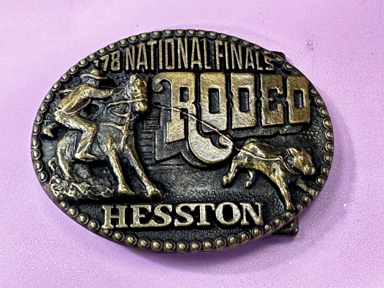 1978 National Finals Rodeo Hesston NFR Fourth Edition Collectors Belt Buckle