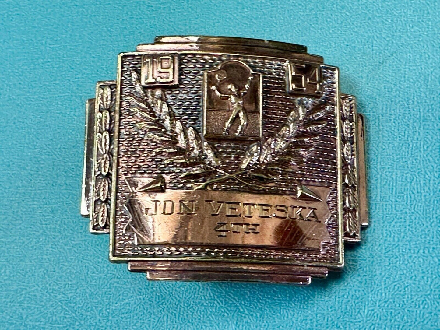 1954 Tennis Trophy Match 4th place Award Dress vintage belt buckle