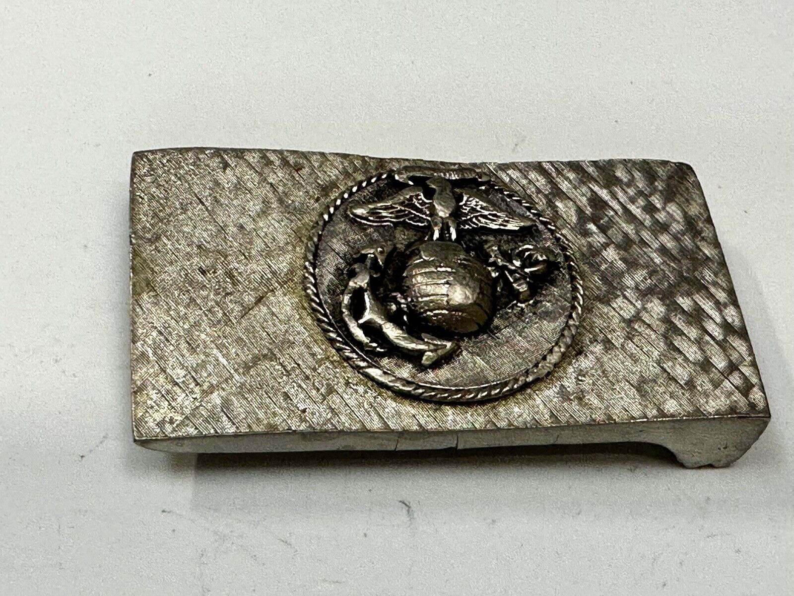 United States Marines Corps USA Military Emblem Silver Tone Belt Buckle