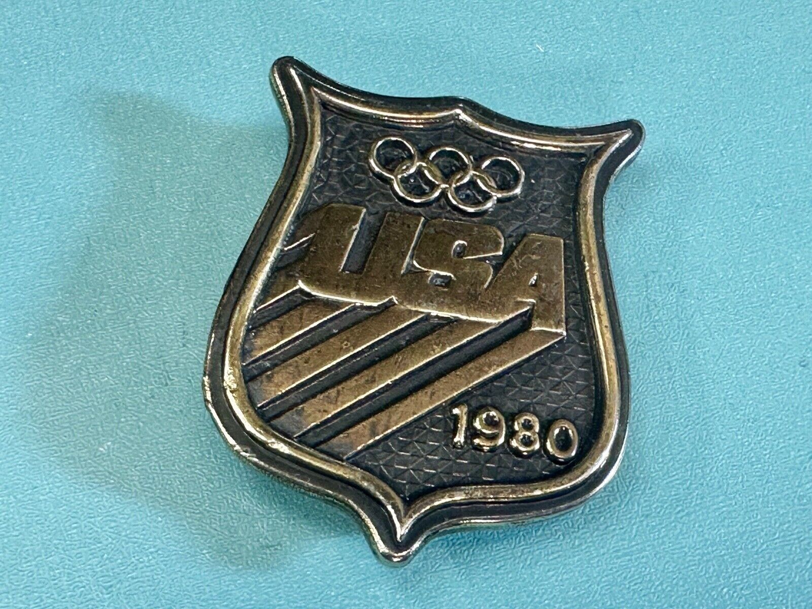 Vintage 1980 USA Olympic Teams Badge Shaped Bergamot belt buckle