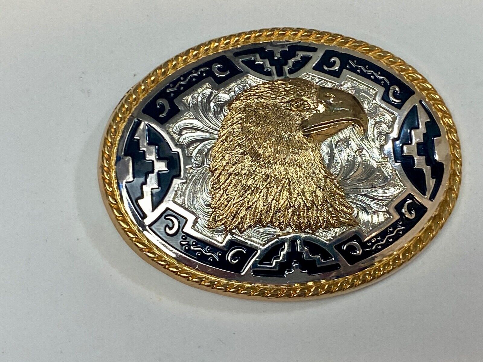 Beautiful American Bald Eagle Bird Southwest Style Vintage Belt Buckle by Ivan 