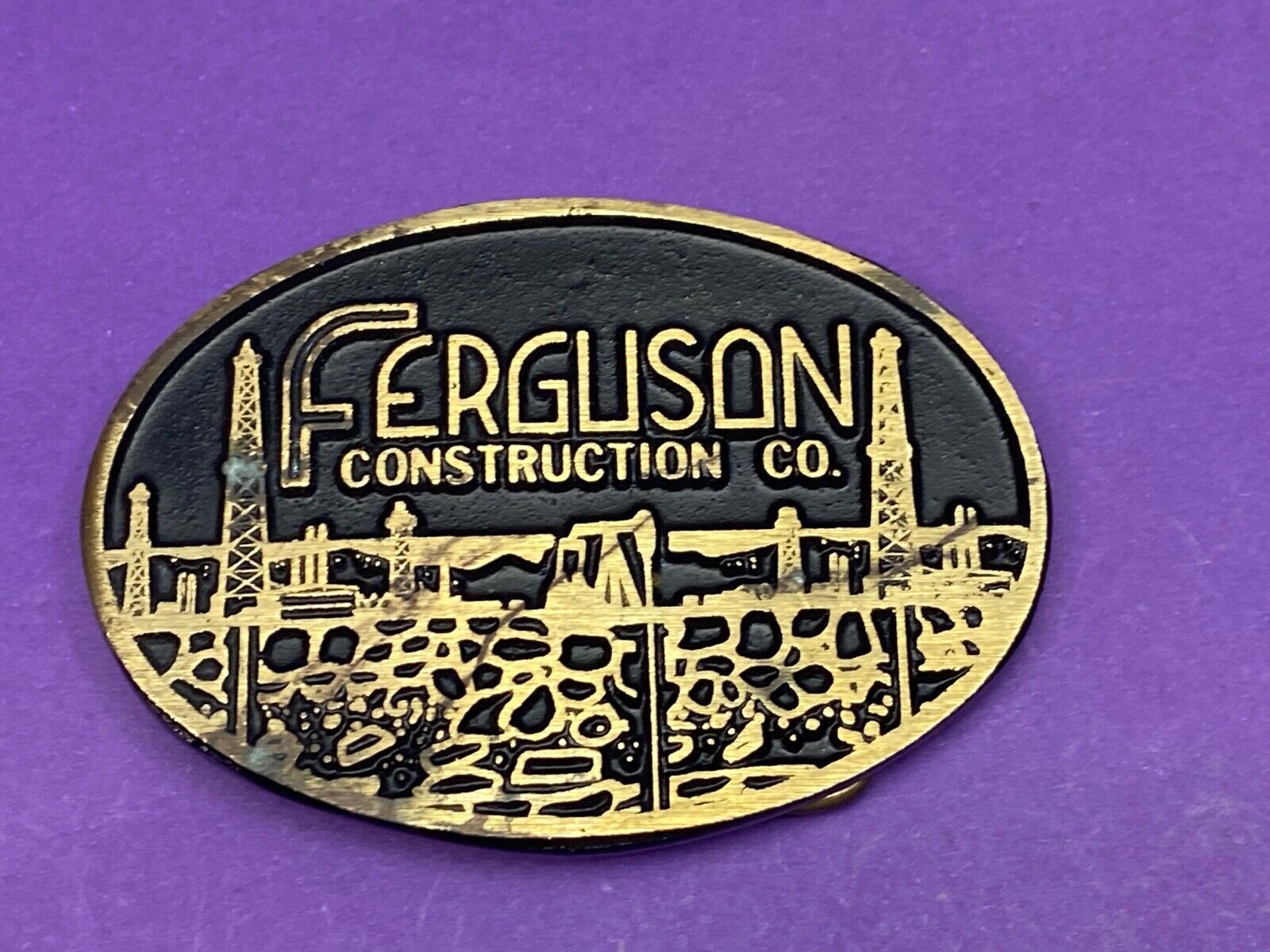 Vintage Ferguson Oil Construction Company Sidney Ohio Dunabuckle Belt Buckle 