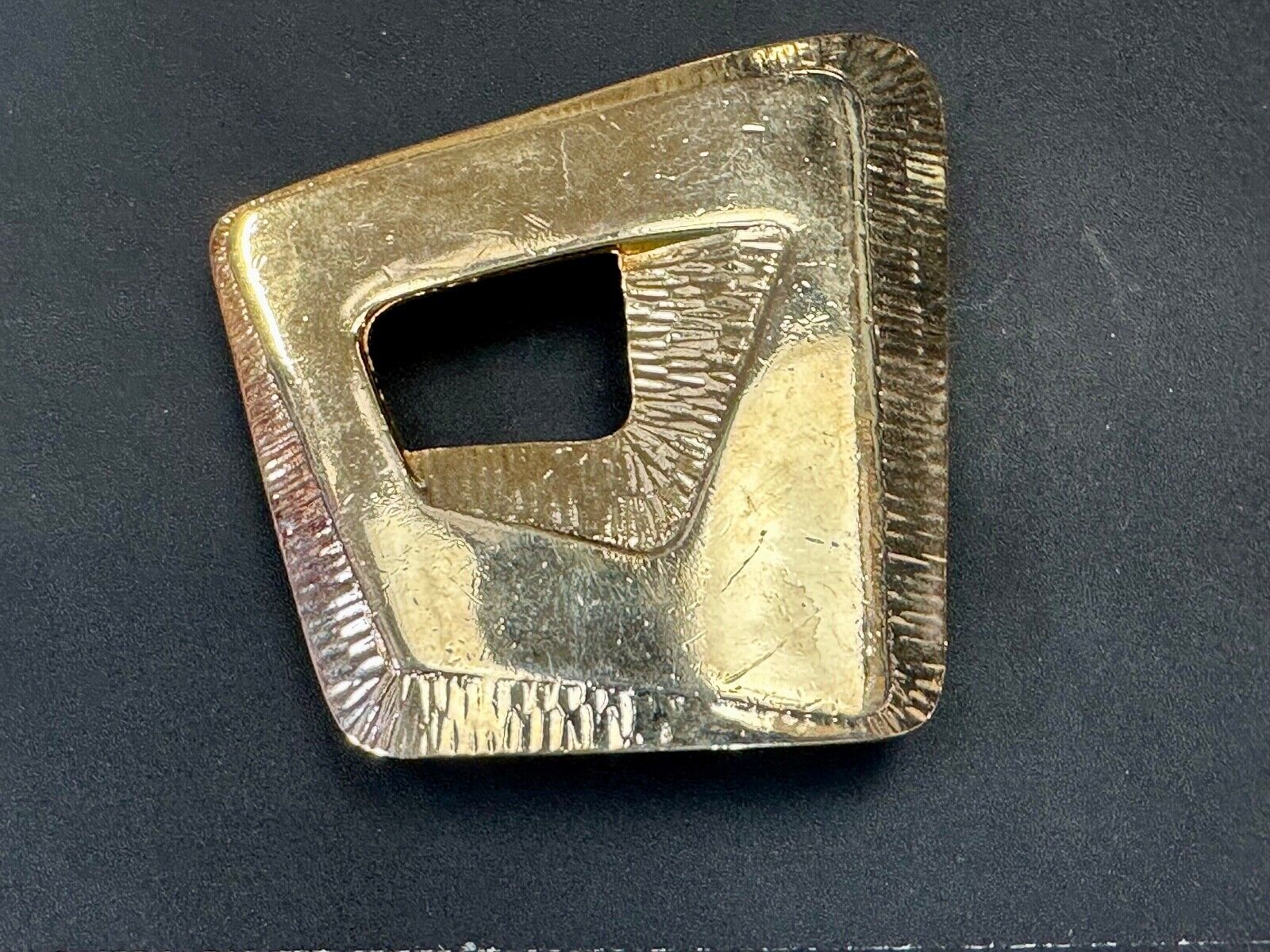Abstract Open Work Cut Out  Brass Tone Hippy Boho Belt Buckle