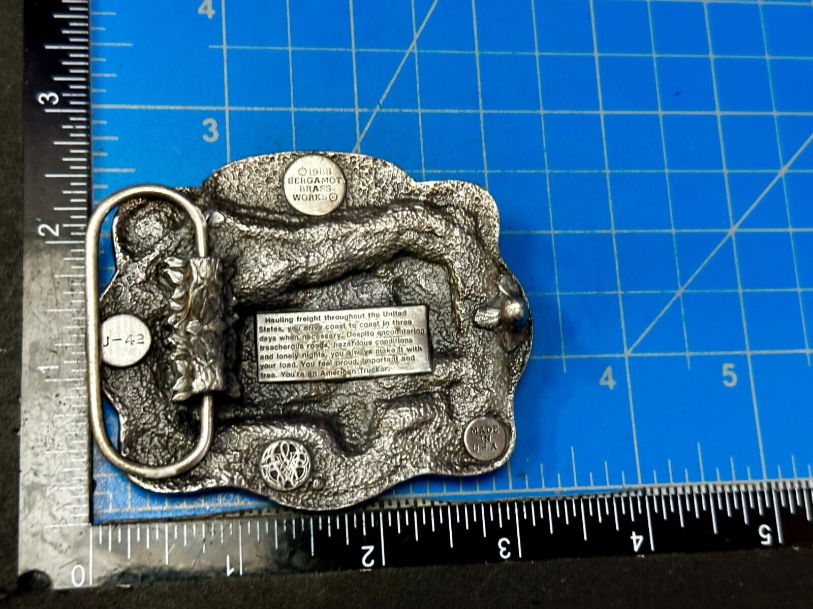 American Trucker Long Hauler Semi Drivers Big Rig Vintage 80's Belt Buckle