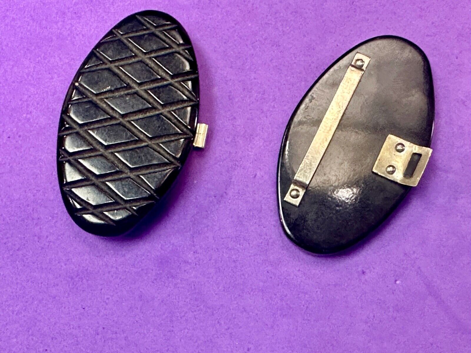 Two piece interconnecting vintage black shoe clips