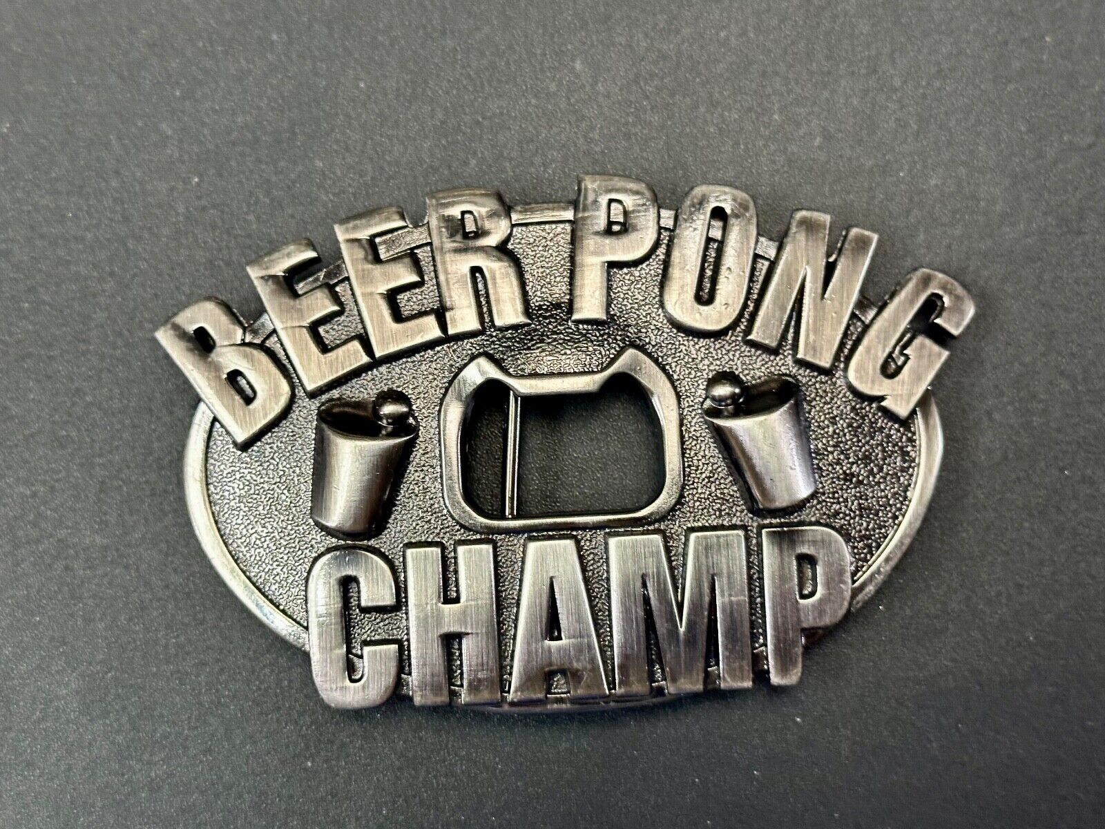 Beer Pong Champ - Novelty Funny BOTTLE OPENER & BELT BUCKLE