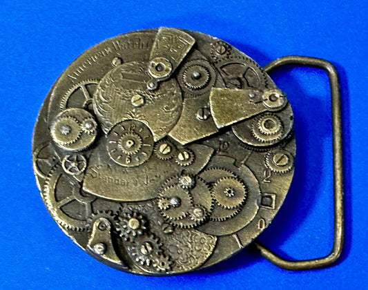 American Watchmakers Watch Parts Steampunk Gears Clock Round Belt Buckle