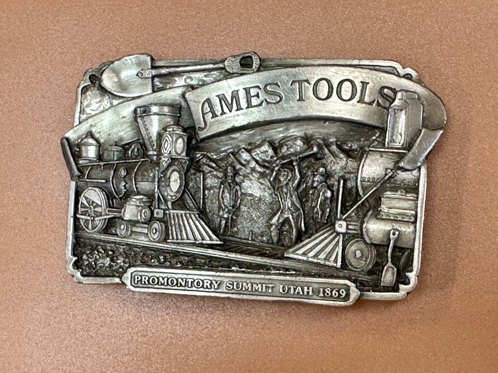 Ames Tools Promontory Summit Utah 1869 Train vintage 1972 Siskiyou belt buckle