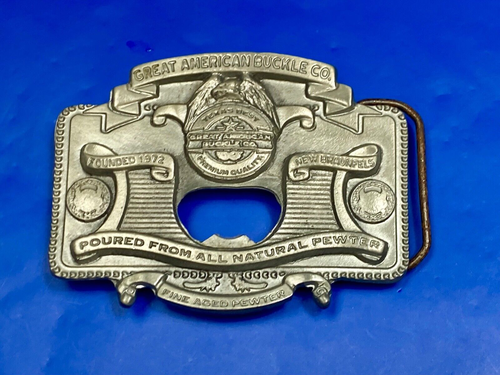 2004 Great American Products Poured From Pewter Belt Buckle & Bottle Opener