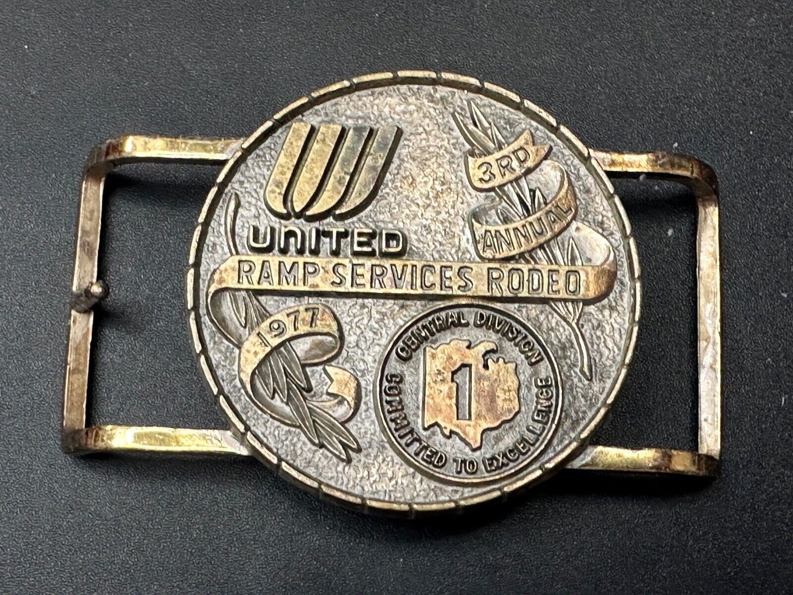 United Airlines Ramp Services Rodeo Central Division 3rd Annual 1977 Belt Buckle