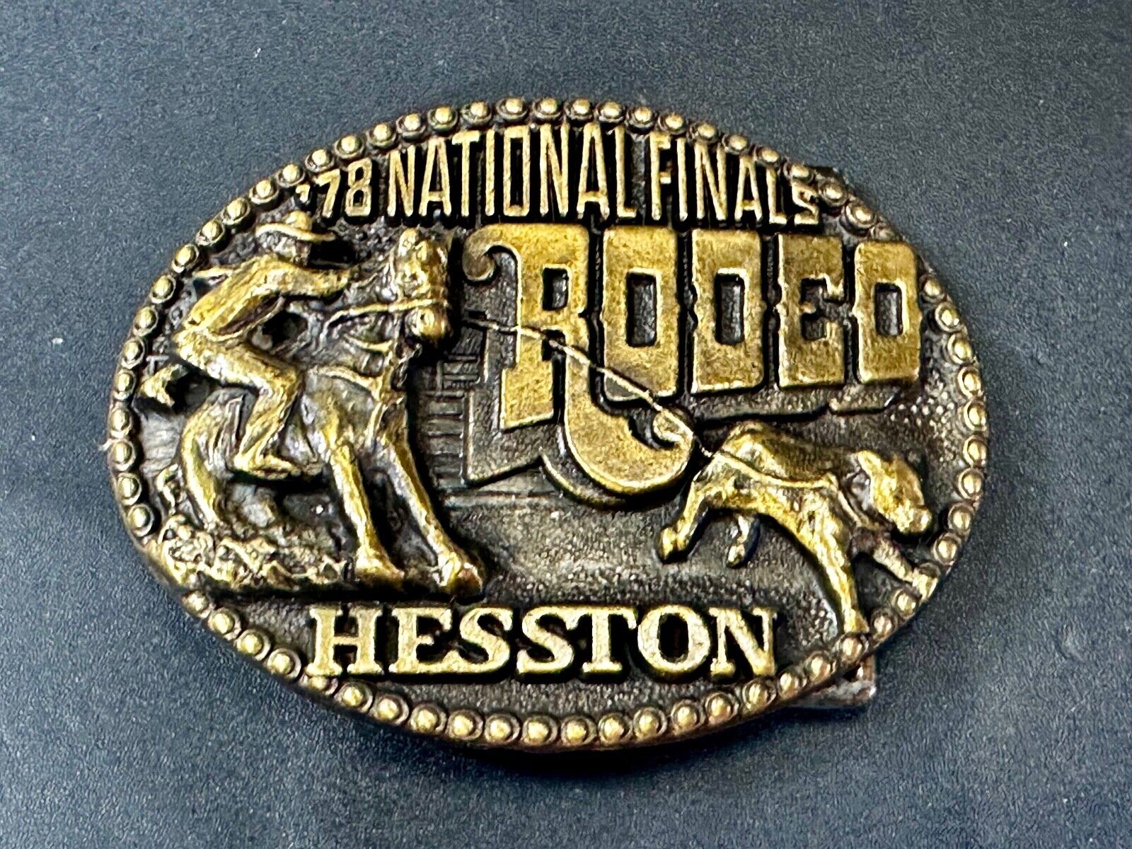 1978 National Finals Rodeo Hesston NFR Fourth Edition Collectors Belt Buckle