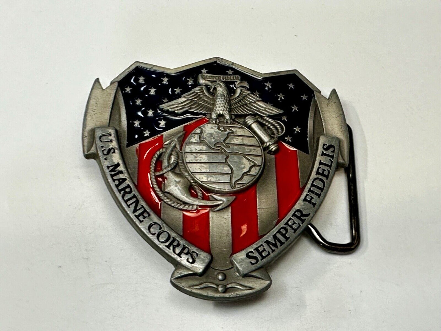 USMC Marines Semper Fidelis Cutout Patriotic Military Service Usa Belt Buckle