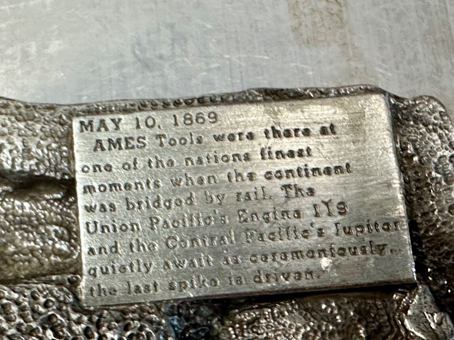 Ames Tools Promontory Summit Utah 1869 Train vintage 1972 Siskiyou belt buckle