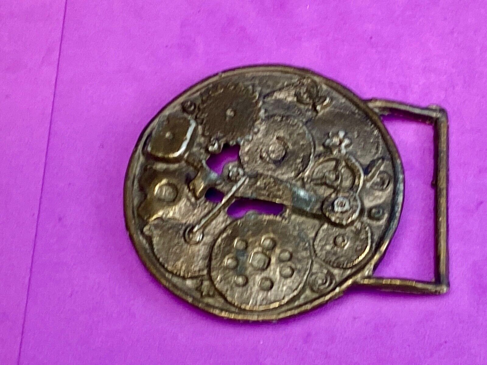 American Watch Clock Pocket Gears Cogs Springs Belt Buckle By Accurate 