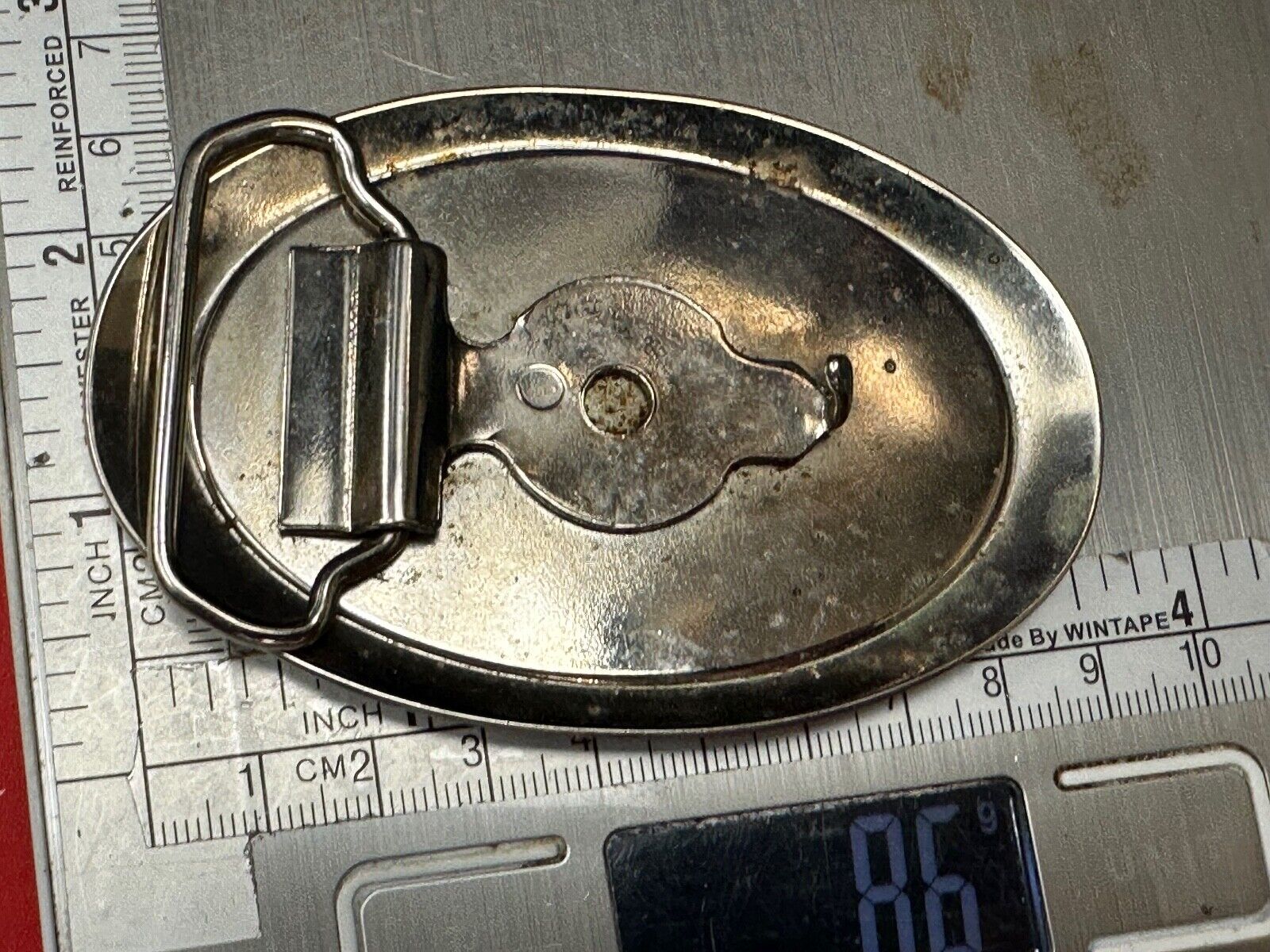 Vintage Fire Firefighter FD Hydrant Axe Ladder Black & Red Oval belt buckle