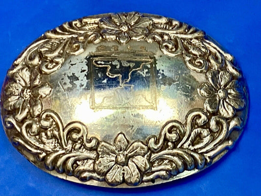 Vintage 1996 silver color flower boarder -  project or craft belt buckle
