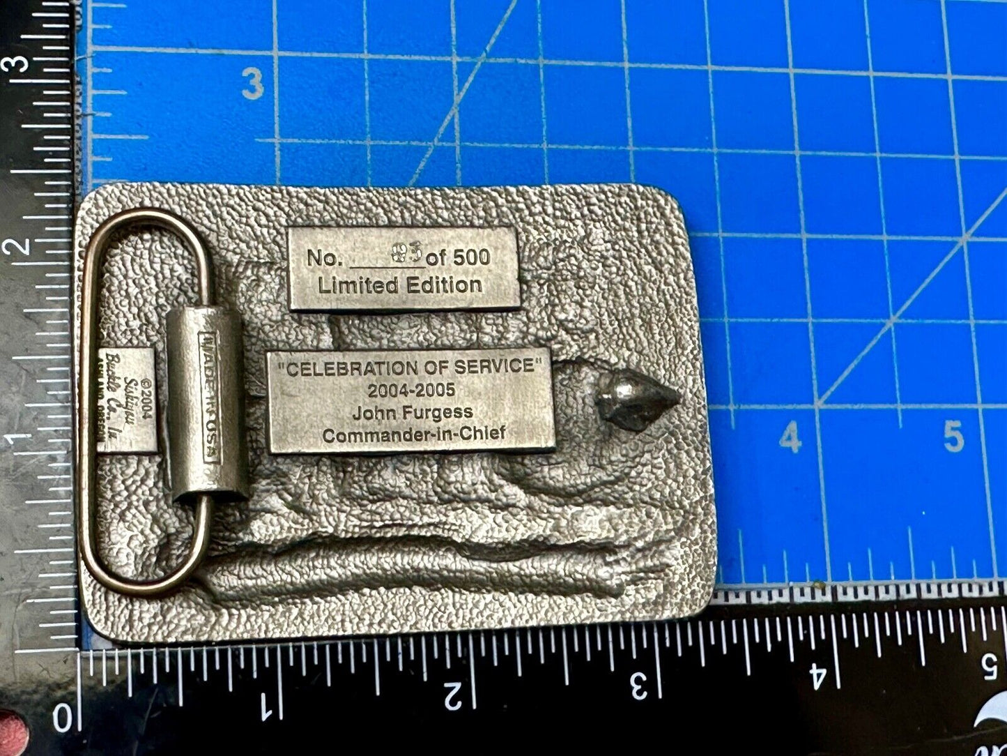 Veterans of foreign wars Celebration of Service Vintage Belt Buckle  1899 - 2005