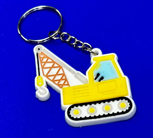 Toy Construction Crane Job Work Site Truck Keychain - Key Ring Chain