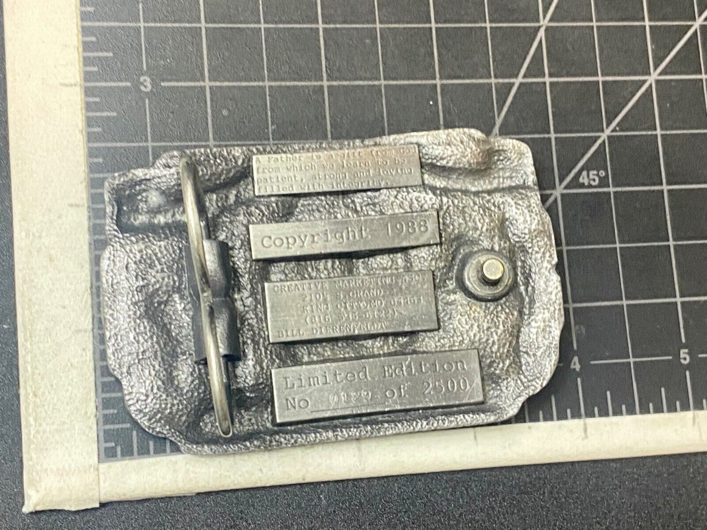 A tribute to a Father - Fathers Day -  June 19th 1988 commemorative belt buckle