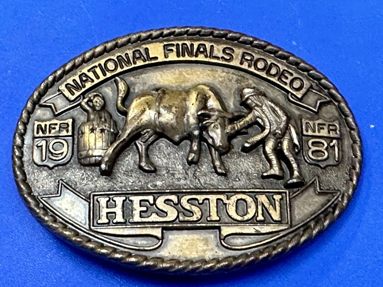 1981 Hesston National Finals Rodeo NFR Collectors Rodeo Cowboy Belt Buckle