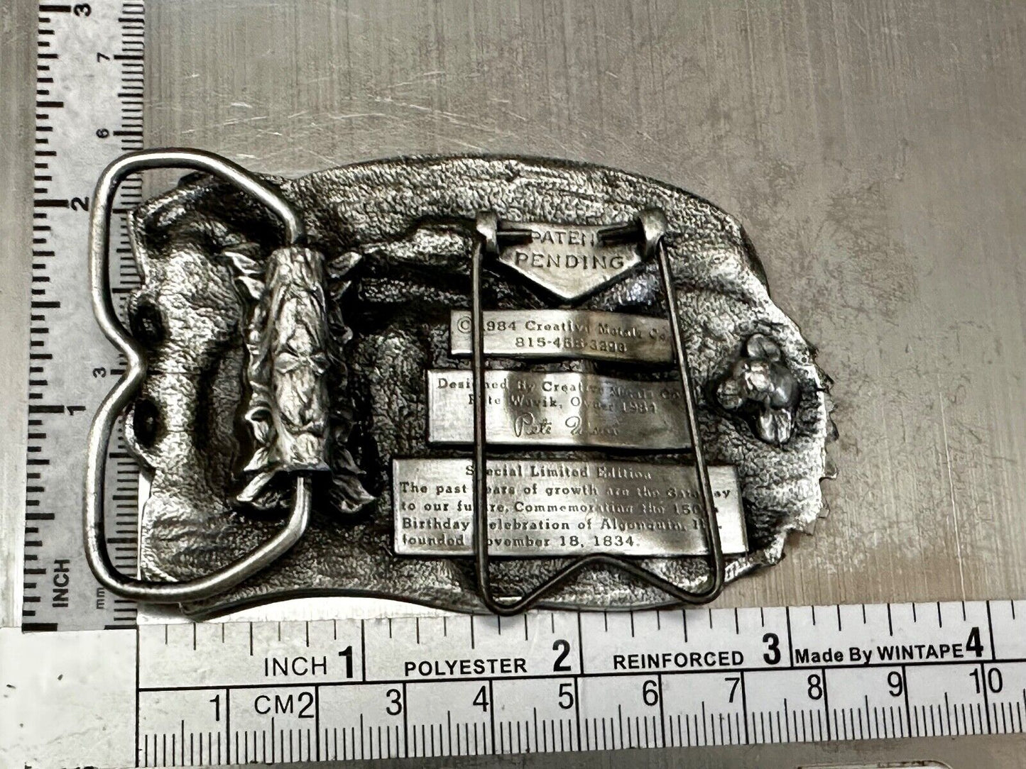 Algonquin Illinois 150th Birthday Celebration Vintage Belt Buckle or Freestand