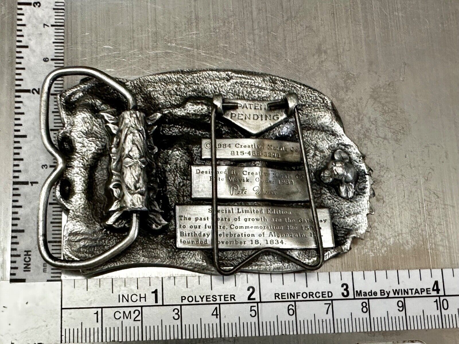 Algonquin Illinois 150th Birthday Celebration Vintage Belt Buckle or Freestand